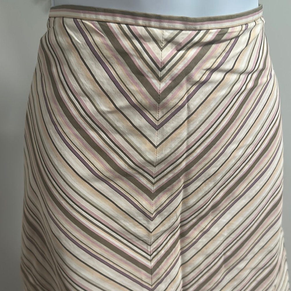 Striped Cream and Brown Women's Skirt​ - Picture 2 of 3
